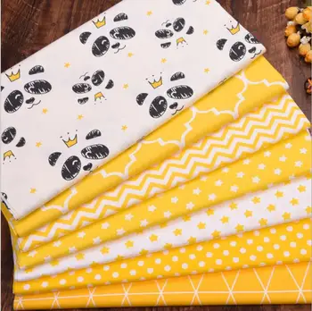 

Yellow Panda Wave Stars DIY Sewing Quilting Fat Quarters Patchwork Kid Cloth Home Textiles Material Tecido Twill Cotton Fabric