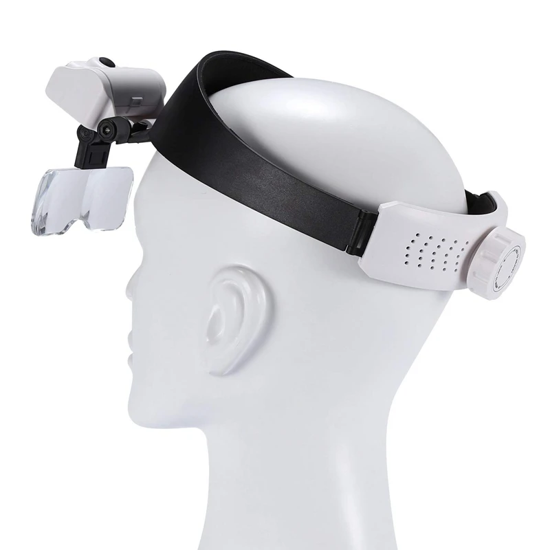 Headband Magnifier With 2 Led Lights And 5 Detachable Lenses 1X,1.5X,2X
