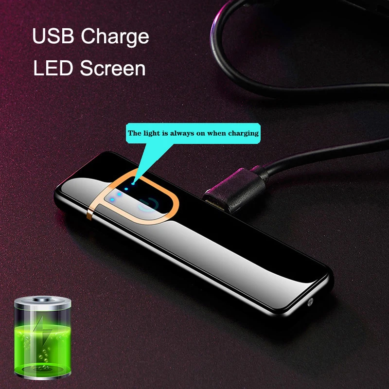 USB Умная Электронная зажигалка, ветрозащитная металлическая зарядка, электрические зажигалки для мужчин, гаджеты, мужские подарки, аксессуары для сигарет