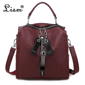 

Brand multifunctional backpack 2020 new luxury ladies backpack soft PU leather travel bag designer personality slider bag brown