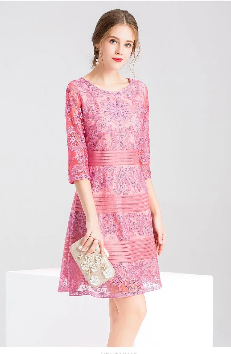 Офисное платье в стиле ретро, новинка, превосходное качество, весна-лето, женские элегантные вечерние платья с цветами размера плюс s 4xl, женские платья