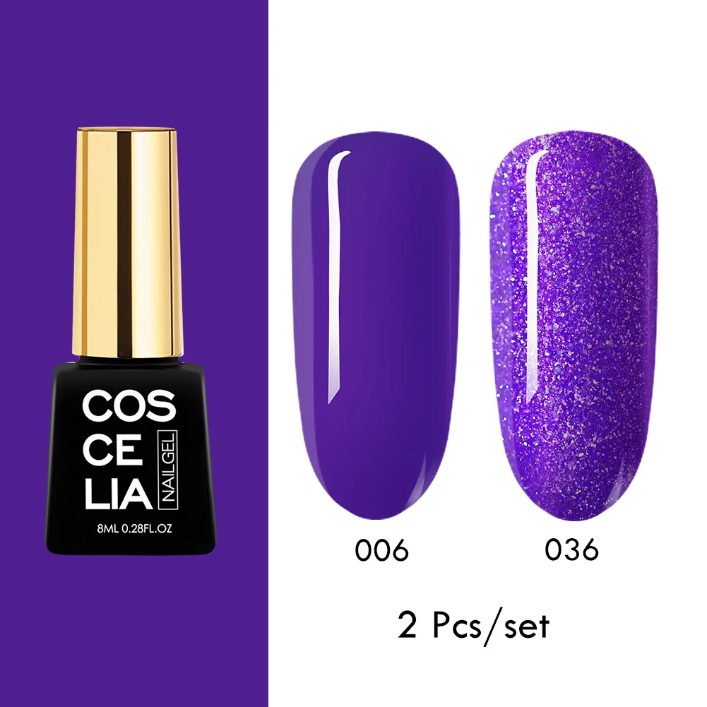 2PCS Set 4 Гель-лак для ногтей COSCELIA, 8 мл, полуперманентный УФ-лак для ногтей, все для маникюра, базовое верхнее покрытие, Гель-лак для ногтей, грунтовка, Гель-лак - Цвет: 2PCS Set 4