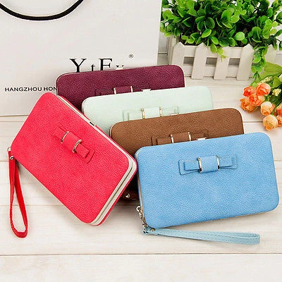 New Fashion Large Capacity Wallets Women Holde Wallet Bowknot Cellphone  Long Card Purse Pocket 2021