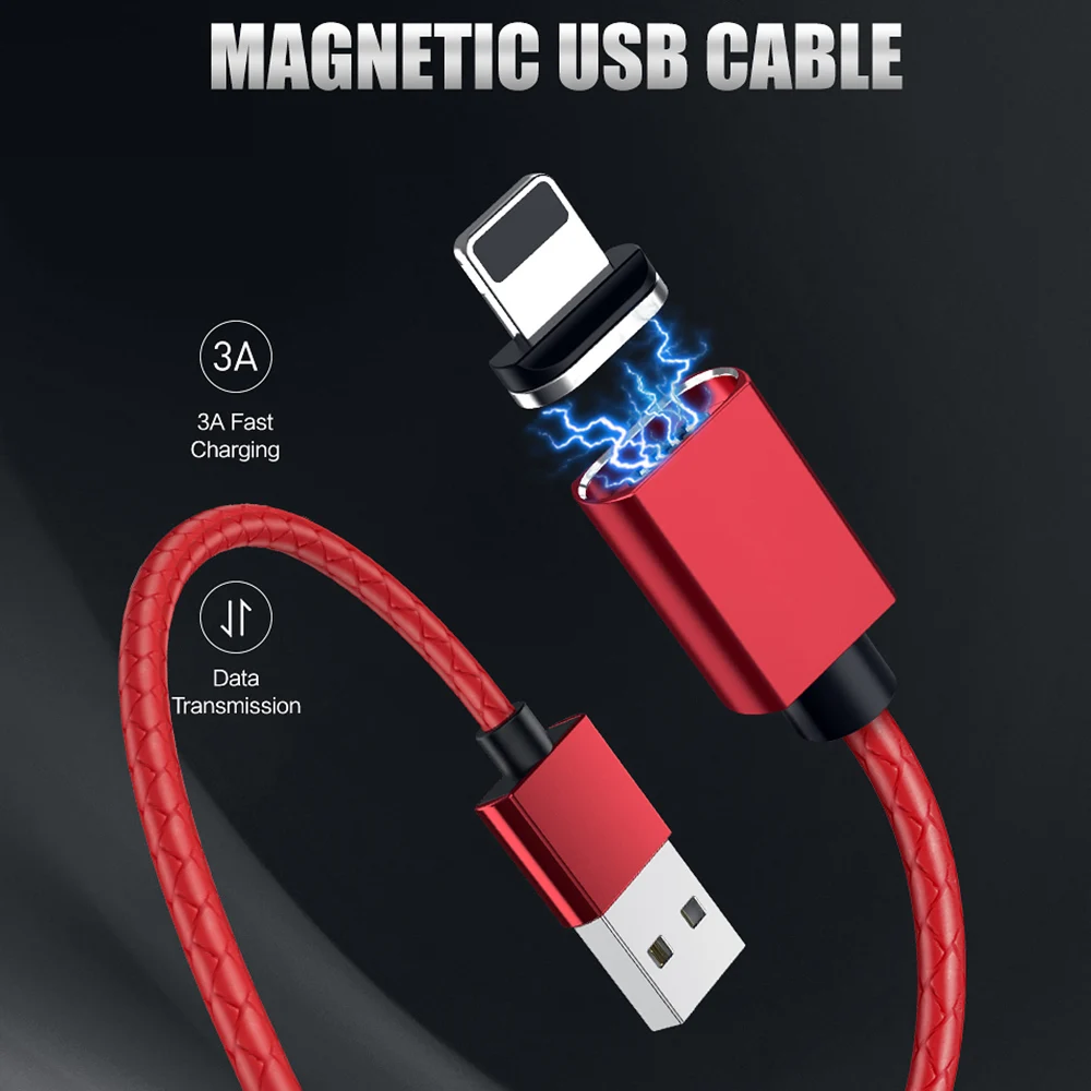 Магнитный кабель Moucit 3A 1 м кабель Micro usb type C для iPhone Быстрая зарядка USB C магнитное зарядное устройство для телефона Xiaomi samsung Cabo