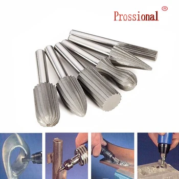 

6pcs 6mm Shank Tungsten Steel Rotary File Cutter Metal Engraving Grinding Drill Bit Set for Rotary Tools