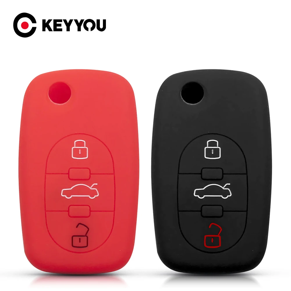 Силиконовый чехол KEYYOU для автомобильного ключа Audi A2 A3 S3 A4 S4 A6 S6 RS6 A8 Tt Allroad с 3
