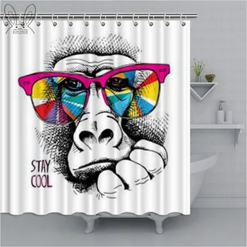 

Hipster Chic Gorilla Monkey Bathroom Curtain Thinking Gorilla Painting Art Waterproof Shower Curtain Polyester Fabric Bath Decor