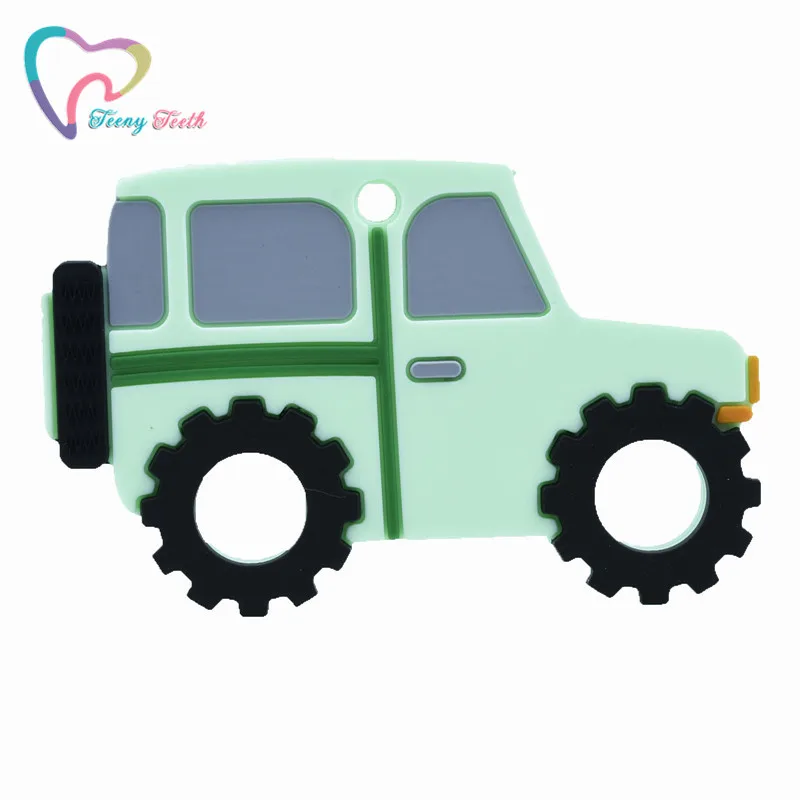 1 PC Newest Silicone Jeep Car Teether Baby Portable Shower Chewing Pendant Nursing Sensory Teething Pacifier Dummy Toys Gift - Color: Mint