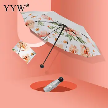 

Flower Mini Pocket Umbrellas Small Kids Child 5 Folding Umbrella Rain Windproof Anti-Uv Umbrella For Women Kid Children Parasol