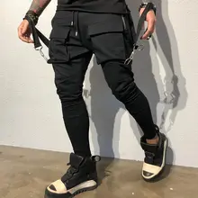 Повседневные брюки для пробежек боковые спортивные брюки с карманами Новые популярные мужские черные брюки в стиле хип-хоп осенние мужские модные уличные хлопковые спортивные брюки