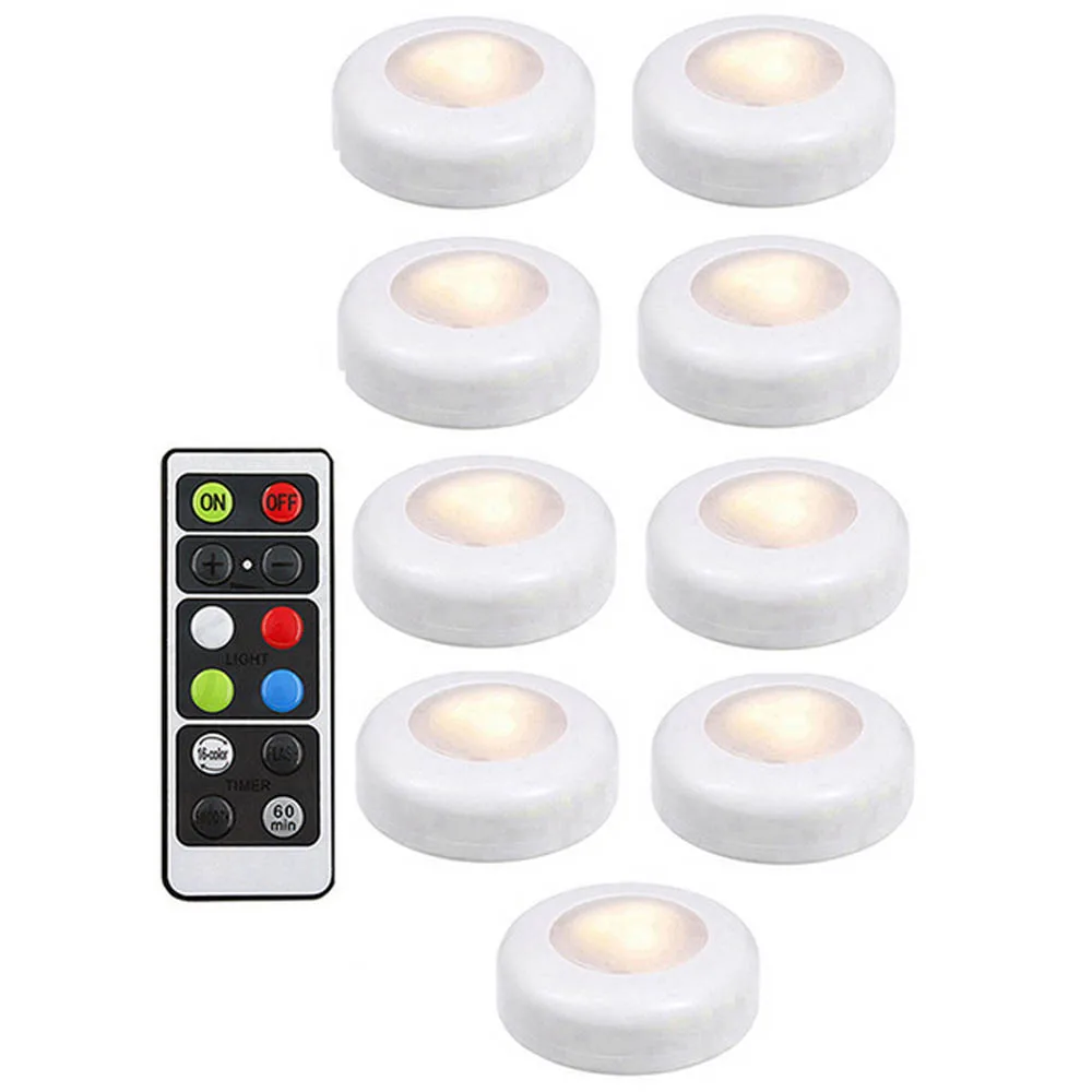 9 lamp 1 controller Беспроводной настенный светильник для шкафа с регулируемой яркостью с сенсорным датчиком светодиодный светильник для шкафа светодиодный шайба светильник s Для Дома кухни спальни лампа RGB 16 цветов - Цвет: 9 lamp 1 controller