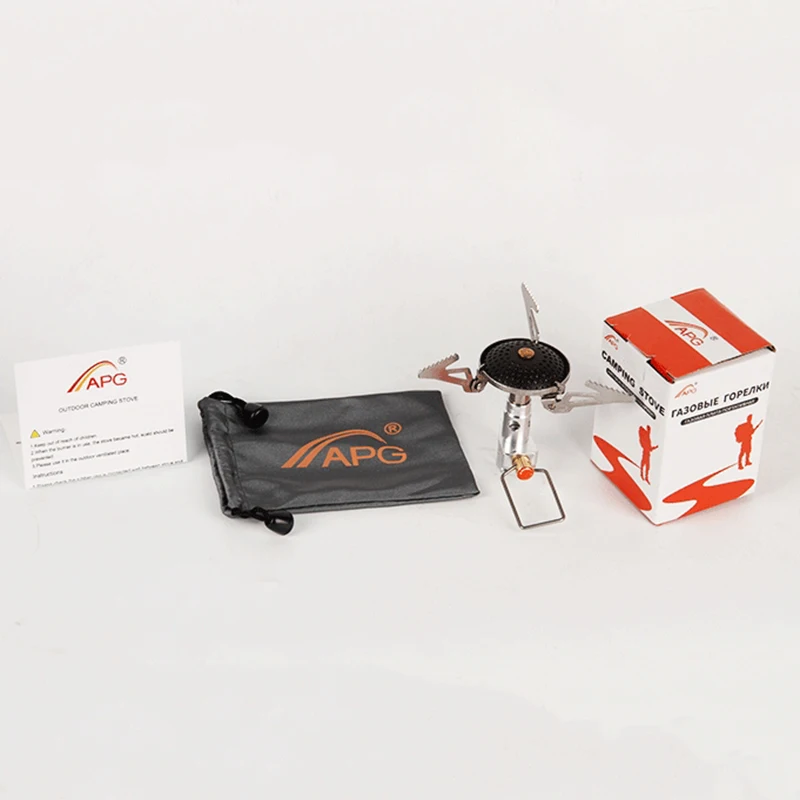 Outdoor Camping Folding Gas Stove Mini Portable Gas Burn-er BBQ Oven Furnace ceramic fire cover Stove+Manual+Storage bag+Box
