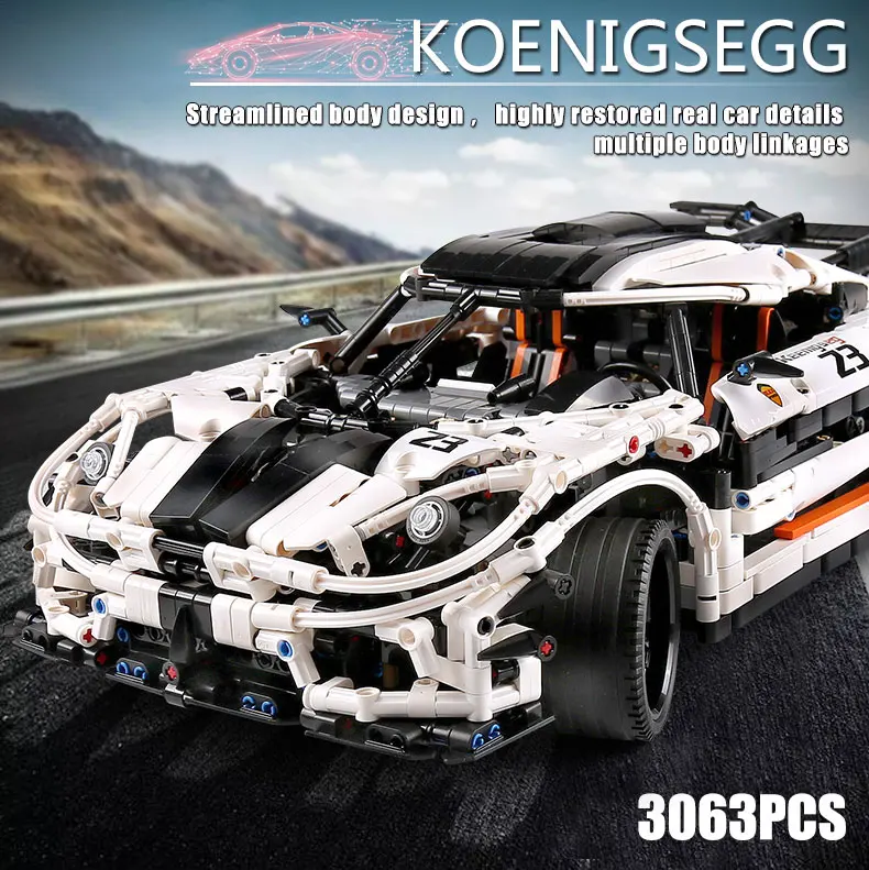 Compatível com Lepining Modelo de Carro Blocos de Construção Yeshin Técnica Carro Branco Velocidade Corrida Brinquedos Crianças Presentes Natal 23002 Moc-4789 2 China building blocks Suppliers