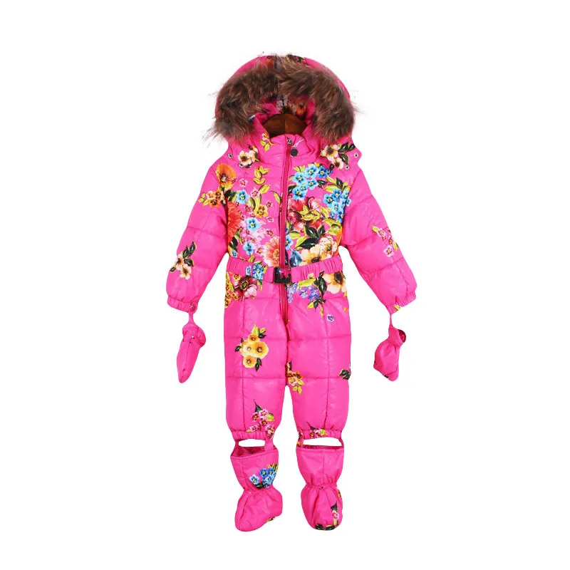 Розовый Brand winter kids coats jumpsuits - Цвет: Розовый