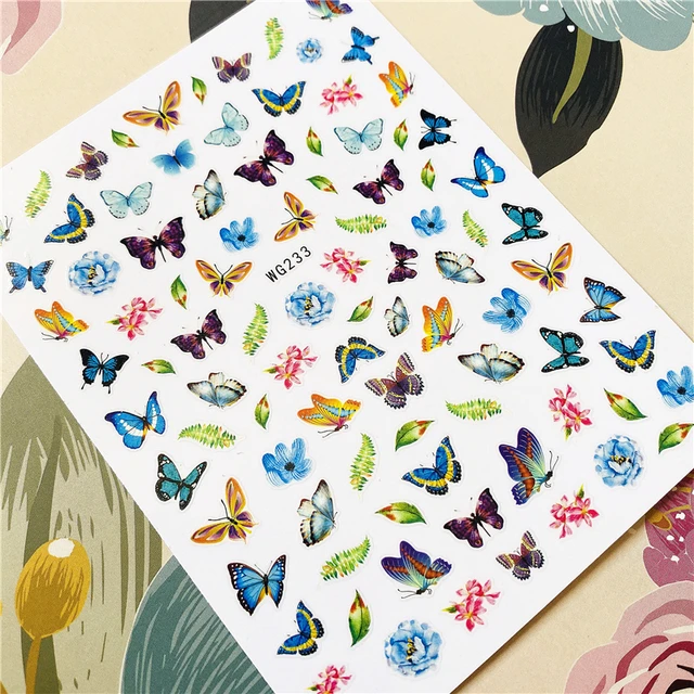 Z-D3702 Z-D3706 Colorful butterfly 3D Back glue Nail decal Nail sticker Nail decoration Nail art Nail ornament WG233