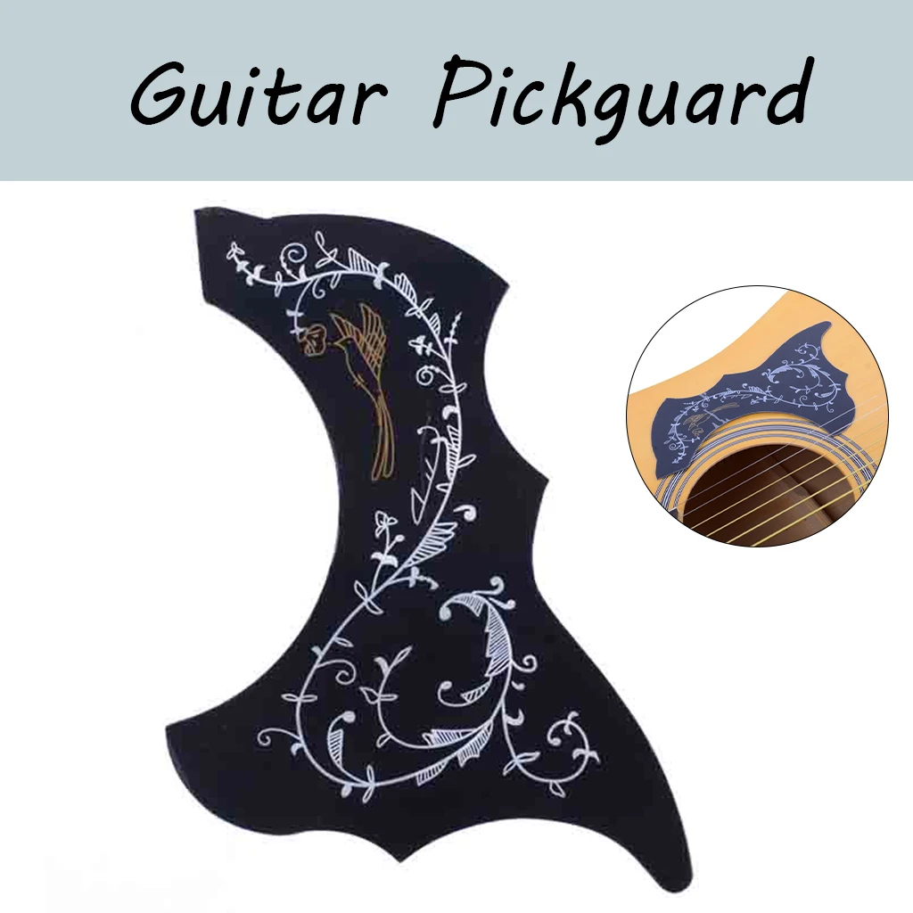 

10Pcs Acoustic Guitar Pickguard A025M R54mm Black Color Vine Pattern For 36" 37" 38" 39" Guitarra Small Size Pick Guard