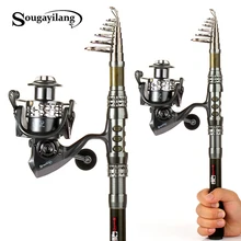 Sougayilang Удочка 1,8 м-3,3 м, Удочка из углеродного волокна, рыболовная удочка 1000-5000, катушка, рыболовная Olta, спиннинг, телескопическая удочка, набор