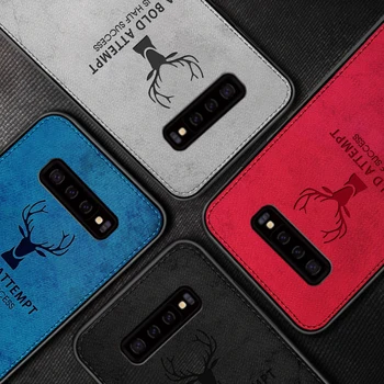 

10pcs/lot Deer Head Phone Case For Samsung Galaxy S7 Edge S8 S9 S10 Plus S10e Note 8 9 10 Plus Cloth Grain Back Cover Fundas