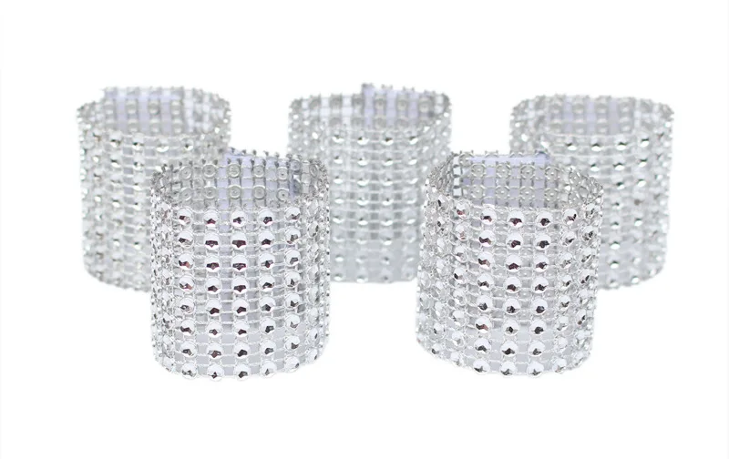 

100pcs Diamond Napkin Rings Rhinestone Napkin Holders Wedding Banquet party Decoration Dinner Table Chair Covers curtain Buckle