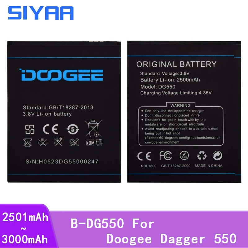 SIYAA аккумулятор для мобильного телефона B-DG550 DG550 Для Doogee Dagger 550 сменные батареи 2600 мАч большой емкости