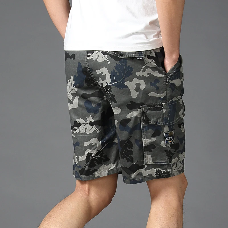 mens camo shorts elastic waist