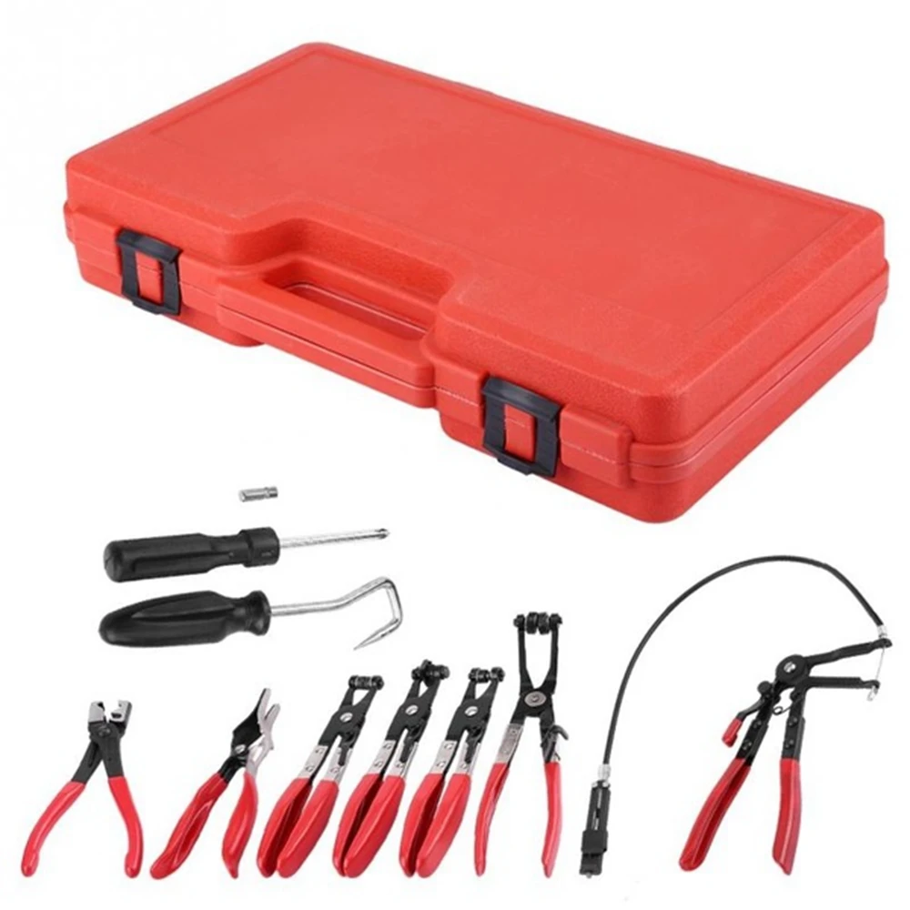 

10pcs/set Flexible Hose Clamp Clip Plier Set Swivel Jaw Flat Angled Band Automotive Repair Tools Set
