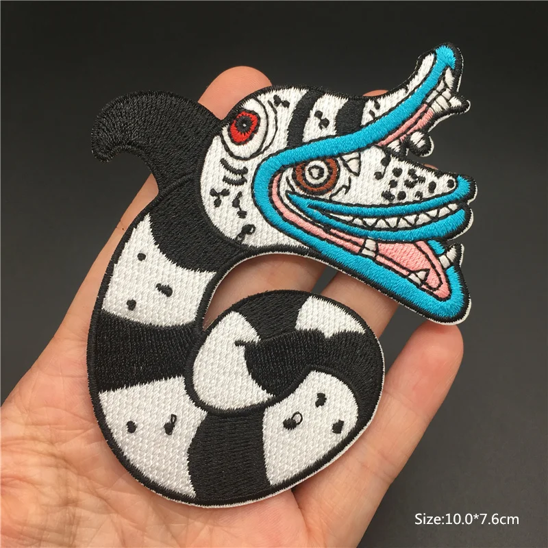 Fire Snake Whale Embroidery Patches for Clothing Diy Badges Iron on Patches Appliques  Clothes Sticker Sewing Stripes 