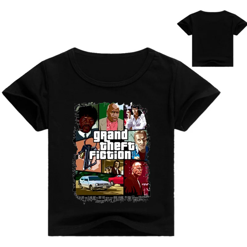black 2 Новая футболка для мальчиков и девочек gta, футболки gta Street Fight Long with gta, одежда Детские хлопковые футболки с короткими рукавами, детская одежда 3-12 - Цвет: black 2