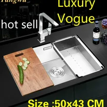 Квартира кухня ручная раковина одинарная мойка сделать блюда 304 нержавеющая сталь Горячая 500x430 мм