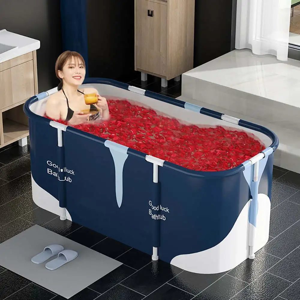 Aumentar Espesar Cubo de baño Azul Portátiles bañera de barril del para Adultos GNEGNIS Plegable Bañera inflable 75 * 75cm 