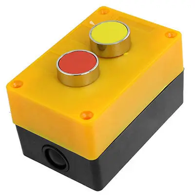 

Yellow Red Momentary Push Button Switch Control Station Box 1 NO N/O 1 NC N/C
