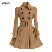 DICLOUD/осенне-зимние шерстяные пальто для женщин; модное элегантное женское длинное пальто с длинными рукавами; винтажная куртка с отворотом; большие размеры;