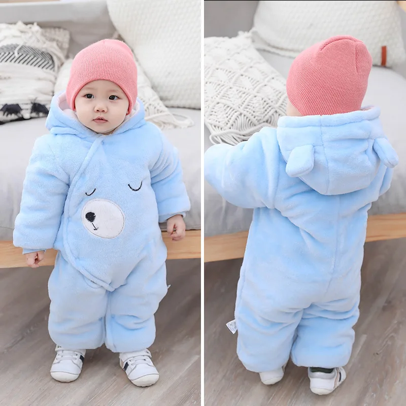 winter fleece baby rompers Fashion cartoon baby girls boys clothes long sleeve newborn coat jumpsuit 0-12month baby clothes