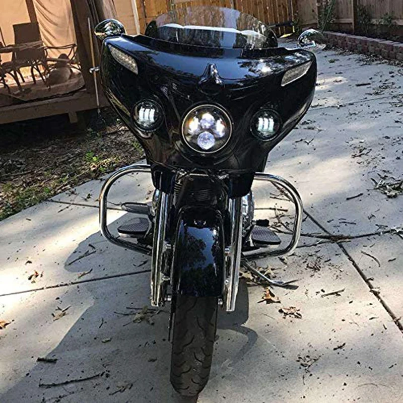 Фары для мотоцикла, ободок, обшитое кольцо, комплект, совместимый с Harley, 7 дюймов, фары, обшивка, кольцо, Декоративный Козырек+ 4, 1/2 дюйма(4,5 дюймовый