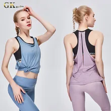 Gymkm Женская Беговая Спортивная безрукавка для фитнеса, тренировки в тренажерном зале, ложная блузка, рубашка, сексуальный бюстгальтер, дышащий, без оправы, бюстгальтер для йоги