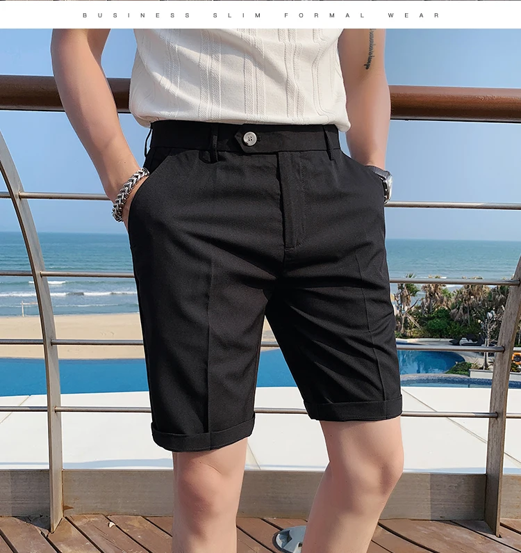 Fashion (Black)Summer Suit Shorts Men Clothing 2022 Korean Slim Fit