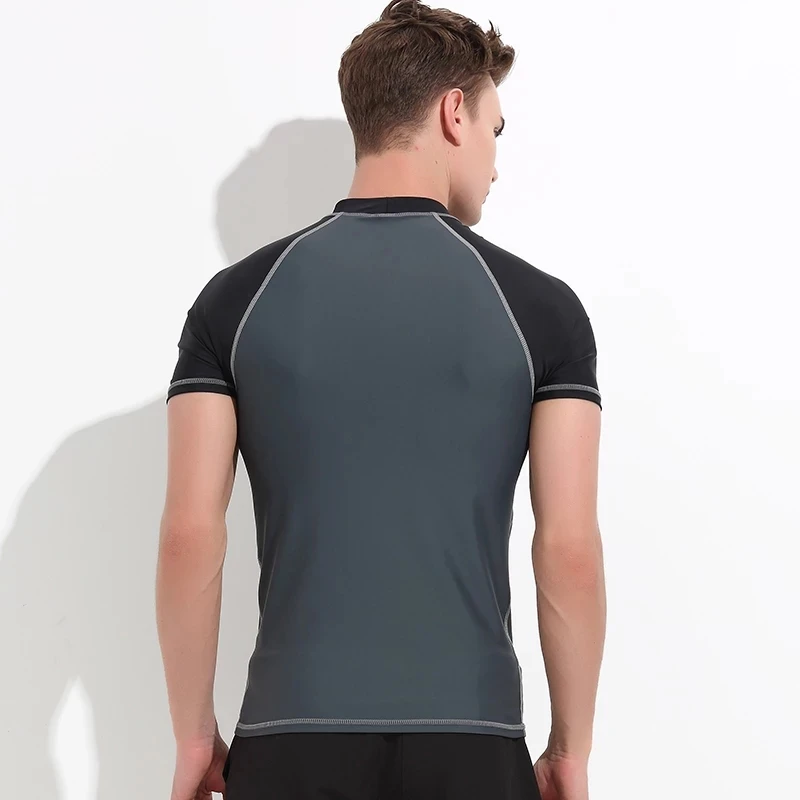Men Rashguard Short Sleeve Wetsuit T Shirt Quick-dry Surfing Swimwear Tops Anti-UV Swimming Rash Guard Bathing Suits men rashguard
