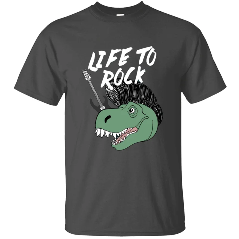 Стиль Классическая жизнь к рок t rex Футболка-динозавр мужской сплошной цвет Мужская футболка против морщин хип-хоп топы