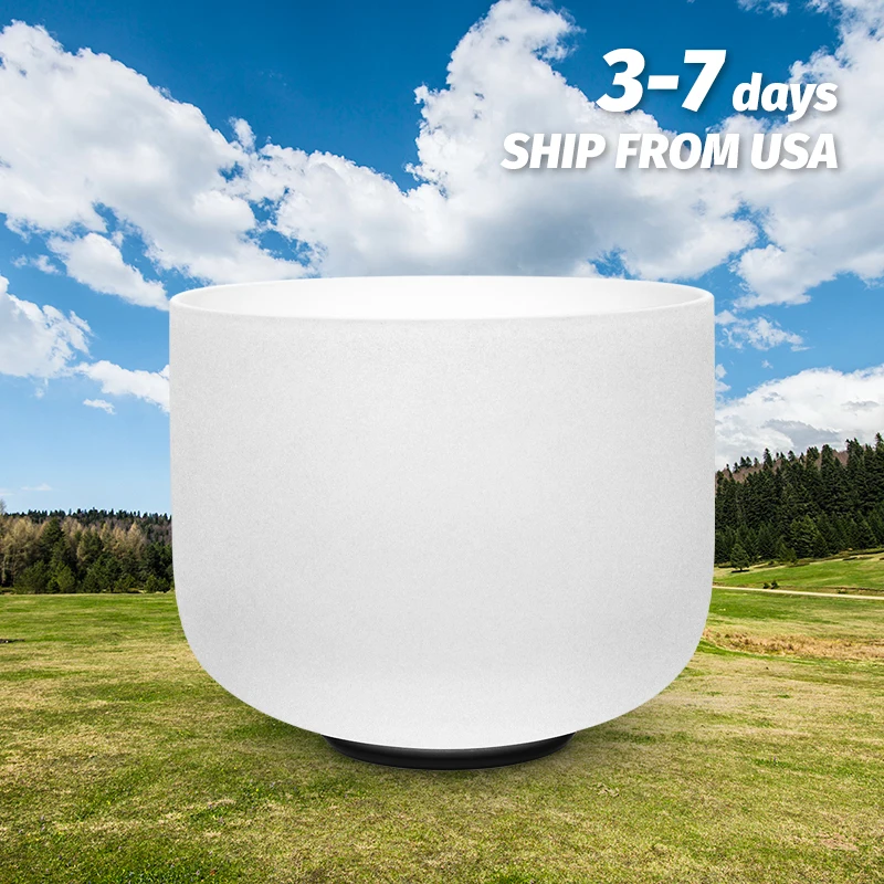 

TOPFUND 432hz A Note 3rd Eye Chakra Frosted Quartz Crystal Singing Bowl