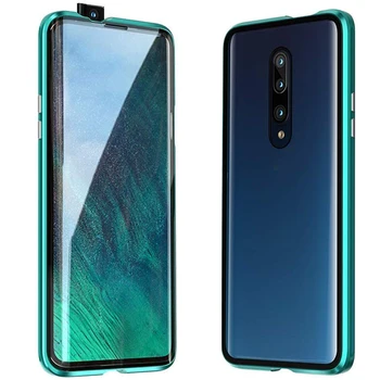 

Metal Frame Tempered Glass Phone Case Transparent Phone Cases Magnetic Adsorption Flip Cover For Oneplus 7 Pro Phone Covers