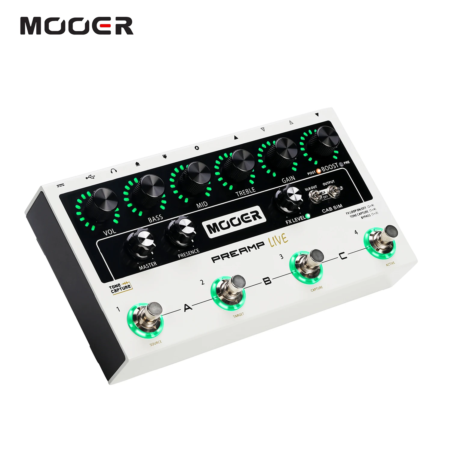 

MOOER PREAMP LIVE Professional Digital Preamp Pedal Preamplifier12 Channels Pre & Post Booster Speaker Cabinet Simulation