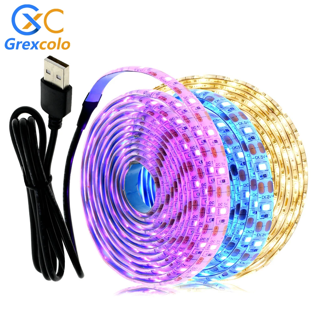 

USB LED Strip Light for TV Backlight SMD 2835 0.5M 1M 2M DC5V Flexible LED Light Tape Ribbon RGB TV Screen Background Lighting