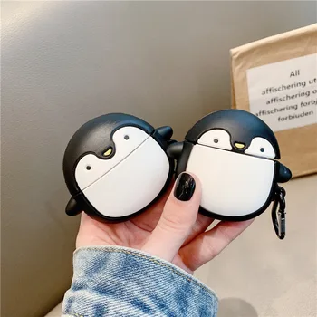 

For AirPods 2 Case Cute Cartoon Penguin Earphone Case For Apple Airpods Pro 3D Silicone Protect Cover Funda