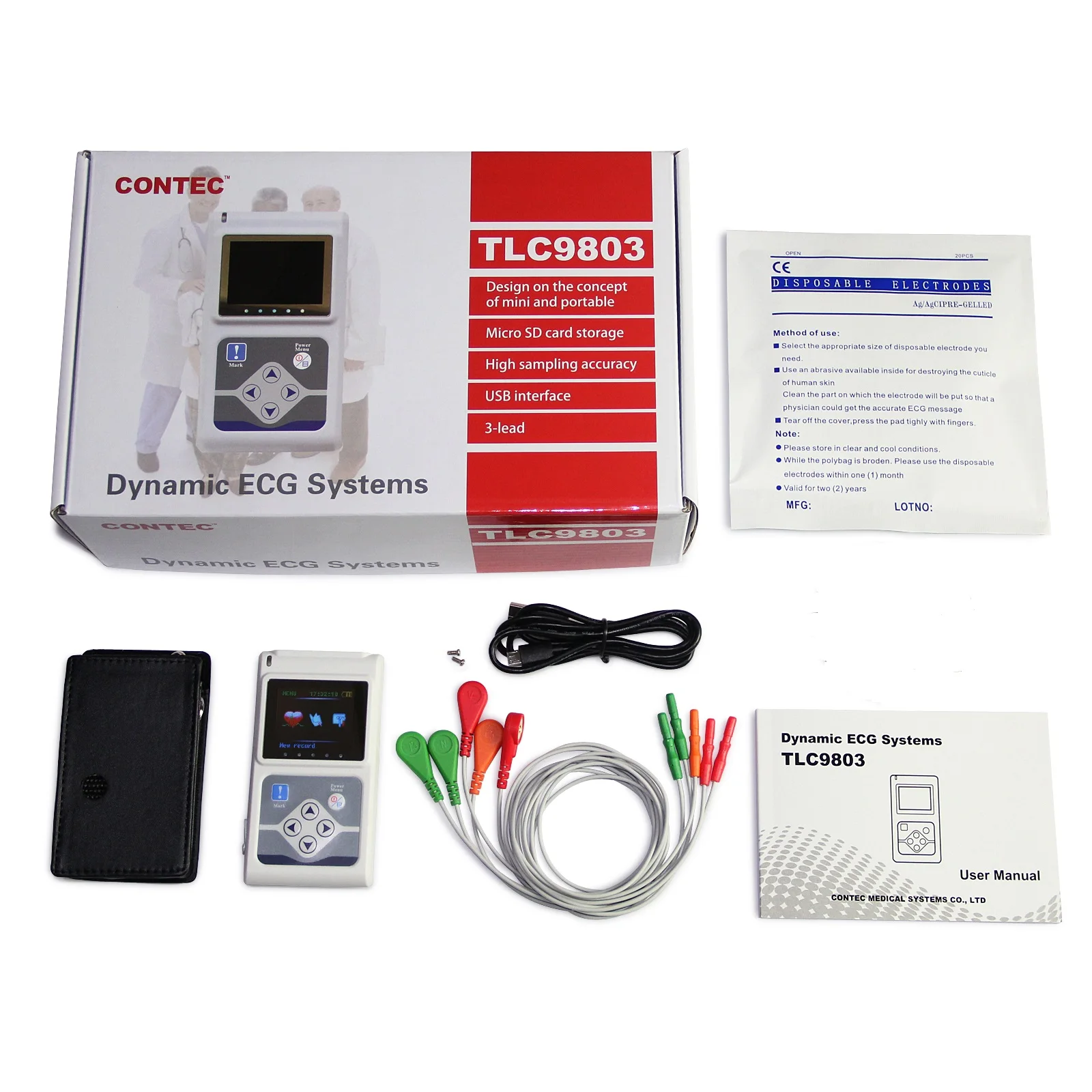 

CONTEC NEW ECG Holter 3 Channel 24H Recorder Analyzer TLC9803 with PC Software