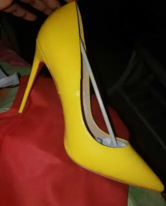 yellow shiny Роскошная женская обувь; туфли-лодочки на высоком каблуке; цвет красный, Валентин; женские свадебные туфли на тонком каблуке 12 см; цвет черный, телесный; обувь с сумочкой в комплекте - Цвет: yellow shiny
