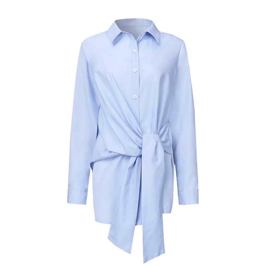 Long Sleeve Tie Front Shirt Spring 