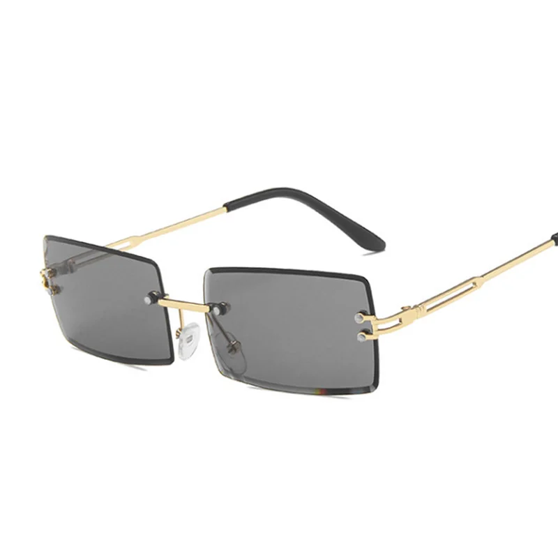 Rimless Square Sunglasses Man Brand Designer Rectangle Gradient Sun Glasses Metal Cutting Lens Male Shades Oculos De Sol_voghion.com