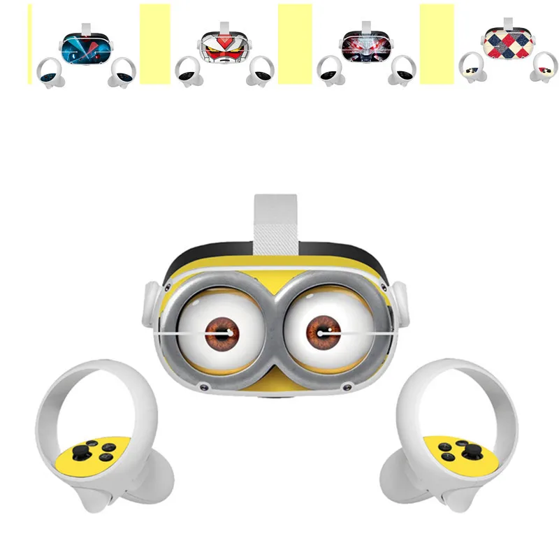 Ofertas Especiales Pegatina de vinilo para Oculus Quest 2 VR, pegatinas de PVC para controlador de auriculares, funda envolvente de dibujos animados para Oculus Quest 2, accesorios 1gNWbozAbQy