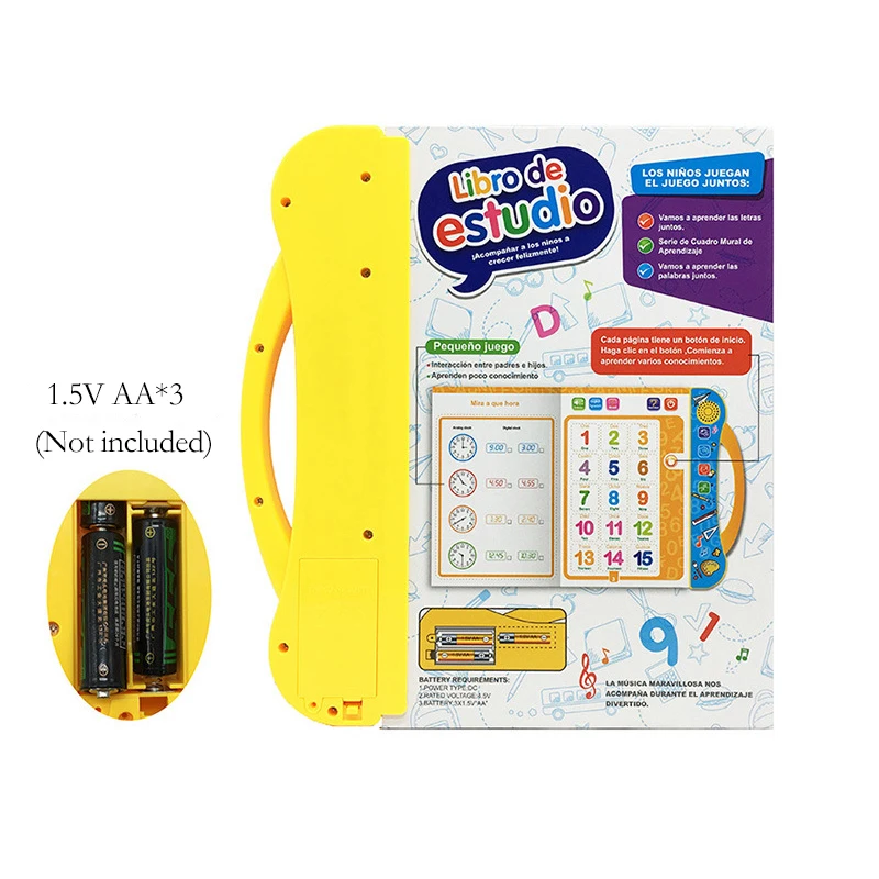 ABC Sound Book for Children English Spanish Letters & Words learning toys for 3 year old Girls Boys Fun Educational Toys