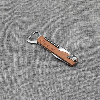 

20pcs Custom Logo Engraved Wood Handle Corkscrew Wine Opener Bar Tool Accessories Wine Corkscrew Knife & Beer Bottle Opener Gift
